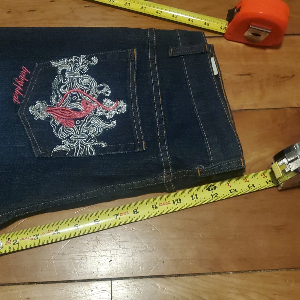 Baby Phat Dark Blue Denim y2k Jeans with :cats Meow !: Back Pockets - Picture 13 of 15